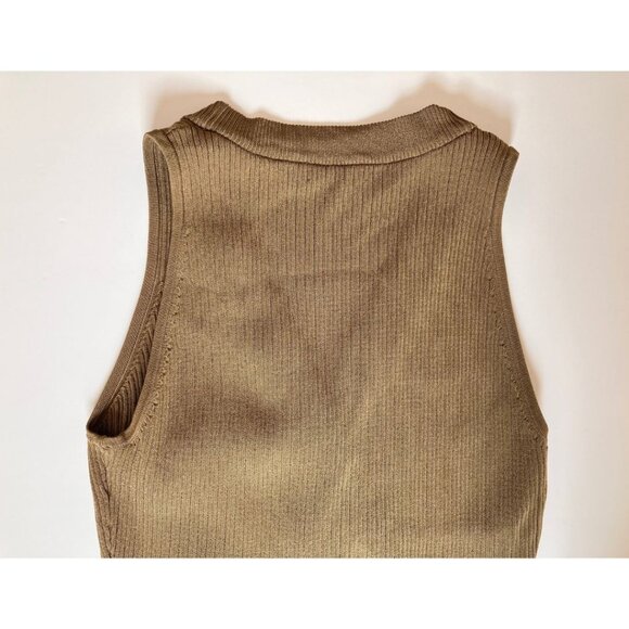 Ronny Kobo Elanna Button Front Midi Bodycon Dress Khaki Brown Size Large - Picture 7 of 9